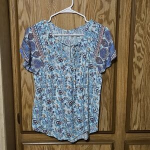 Source Unknown Blue Floral Blouse